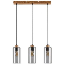 Rabalux Tanno lampa wisząca 3x25W dąb/szkło dymne 72123
