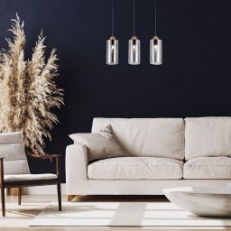 Rabalux Tanno lampa wisząca 3x25W dąb/szkło dymne 72123