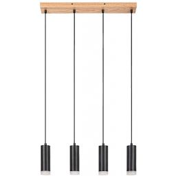 Rabalux Toras lampa wisząca 4x5W czarny/drewno 72124