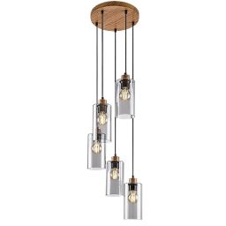 Rabalux Tanno lampa wisząca 5x25W drewno/przezroczysty 72125