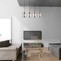 Rabalux Perez lampa wisząca 4x40 W czarna-przydymiona 72247