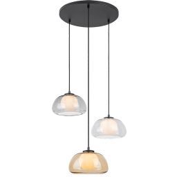 Rabalux Elowen lampa wisząca 3x5 W biała-czarna-przezroczysta-przydymiona-bursztynowa 72276