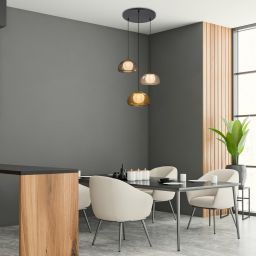 Rabalux Elowen lampa wisząca 3x5 W biała-czarna-przezroczysta-przydymiona-bursztynowa 72276