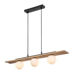 Rabalux Noxelle lampa wisząca 3x5 W czarna-drewno 72421