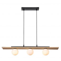 Rabalux Noxelle lampa wisząca 3x5 W czarna-drewno 72421