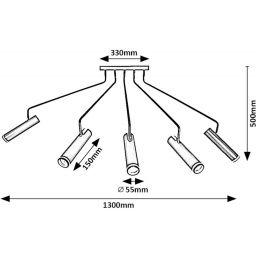 Rabalux Senobia lampa podsufitowa 5x35 W czarna 73040