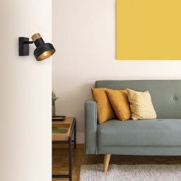 Rabalux Saskia kinkiet 1x15 W czarny-drewno 73055