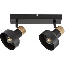 Rabalux Saskia lampa podsufitowa 2x15 W czarna-drewno 73056