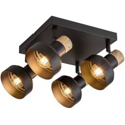 Rabalux Saskia lampa podsufitowa 4x15 W czarna-drewno 73058