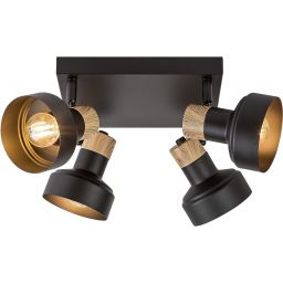 Rabalux Saskia lampa podsufitowa 4x15 W czarna-drewno 73058