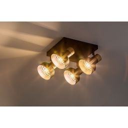 Rabalux Saskia lampa podsufitowa 4x15 W czarna-drewno 73058