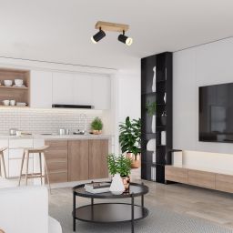 Rabalux Toras lampa podsufitowa 2x5W czarny/drewno 73122