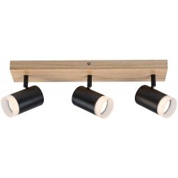 Rabalux Toras lampa podsufitowa 3x5W czarny/drewno 73123