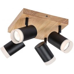 Rabalux Toras lampa podsufitowa 4x5W czarny/drewno 73124