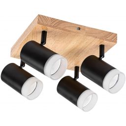Rabalux Toras lampa podsufitowa 4x5W czarny/drewno 73124