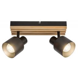 Rabalux Noxelle lampa podsufitowa 2x10 W czarna-drewno 73421