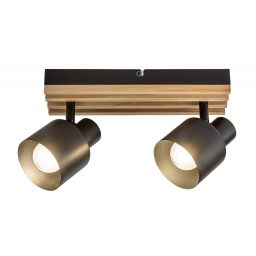 Rabalux Noxelle lampa podsufitowa 2x10 W czarna-drewno 73421