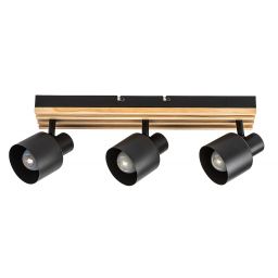 Rabalux Noxelle lampa podsufitowa 3x10 W czarna-drewno 73422