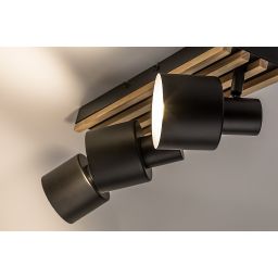 Rabalux Noxelle lampa podsufitowa 3x10 W czarna-drewno 73422
