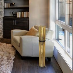 Rabalux Roxas lampa stojąca 2x40W czarny mat/miedź 74022