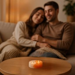 Rabalux Soluna świecznik z soli kamiennej biały-pomarańczowy 76035