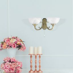 Rabalux Marlene kinkiet 2x40W mosiądz/alabaster 8542