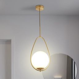 Searchlight Avalon lampa wisząca 1x60W złoty/szkło opalowe 9171-1GO