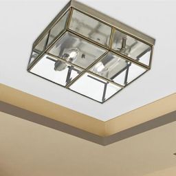 Searchlight Flush lampa podsufitowa 2x60W antyczny mosiądz/szkło przezroczyste 6769-26AB