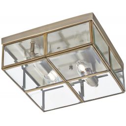 Searchlight Flush lampa podsufitowa 2x60W antyczny mosiądz/szkło przezroczyste 6769-26AB