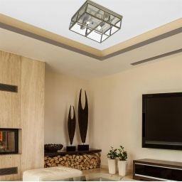 Searchlight Flush lampa podsufitowa 2x60W antyczny mosiądz/szkło przezroczyste 6769-26AB