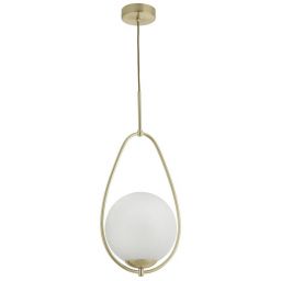 Searchlight Avalon lampa wisząca 1x60W złoty/szkło opalowe 9171-1GO
