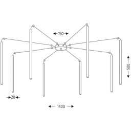 Shilo Hirabe lampa wisząca 8x8W LED czarna 7934