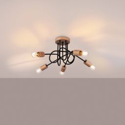 Sollux Lighting Ember lampa podsufitowa 5x15 W czarna SL.1478