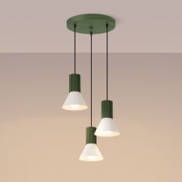 Sollux Lighting Estria lampa wisząca 3x10 W zielona/beżowa SL.1873