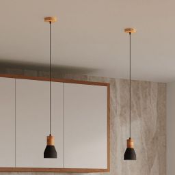 Sollux Lighting Qubic lampa wisząca 1x60W czarny/drewno naturalne SL.0963