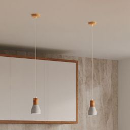 Sollux Lighting Qubic lampa wisząca 1x60W szary/drewno naturalne SL.0964