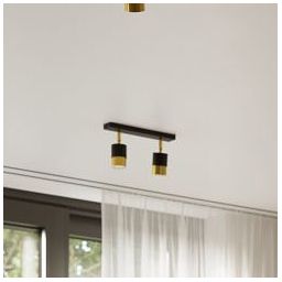 Sollux Lighting Nero 2 lampa podsufitowa 2x40W czarna/złota SL.1070