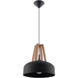 Sollux Lighting Casco lampa wisząca 1x60W czarny/drewno naturalne SL.0390