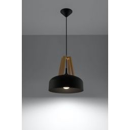 Sollux Lighting Casco lampa wisząca 1x60W czarny/drewno naturalne SL.0390