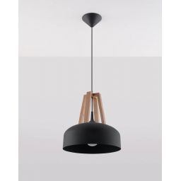 Sollux Lighting Casco lampa wisząca 1x60W czarny/drewno naturalne SL.0390