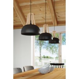 Sollux Lighting Casco lampa wisząca 1x60W czarny/drewno naturalne SL.0390
