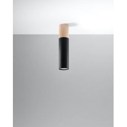 Sollux Lighting Pablo lampa podsufitowa 1x40W drewno/czarna SL.0635