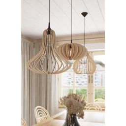 Sollux Lighting Aprilla lampa wisząca 1x60W czarny/drewno SL.0639