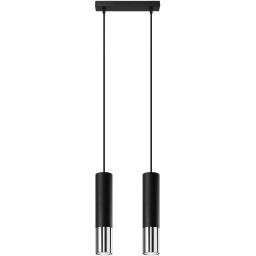Sollux Lighting Loopez lampa wisząca 2x40W czarna/chrom SL.0941