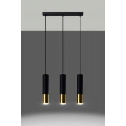 Sollux Lighting Loopez lampa wisząca 3x40W czarna/złota SL.0954