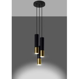 Sollux Lighting Loopez lampa wisząca 3x40W czarna/złota SL.0955