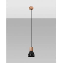Sollux Lighting Qubic lampa wisząca 1x60W czarny/drewno naturalne SL.0963
