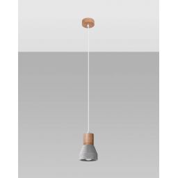 Sollux Lighting Qubic lampa wisząca 1x60W szary/drewno naturalne SL.0964