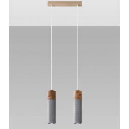 Sollux Lighting Zane lampa wisząca 2x40W szary/drewno naturalne SL.0966