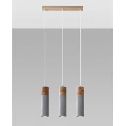Sollux Lighting Zane lampa wisząca 3x40W szary/drewno naturalne SL.0967